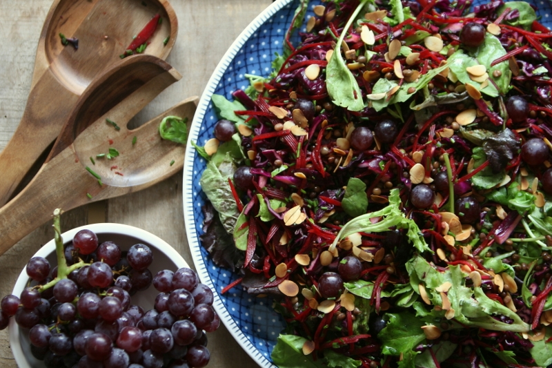 Karola's Kitchen - paarse lunchsalade met linzen